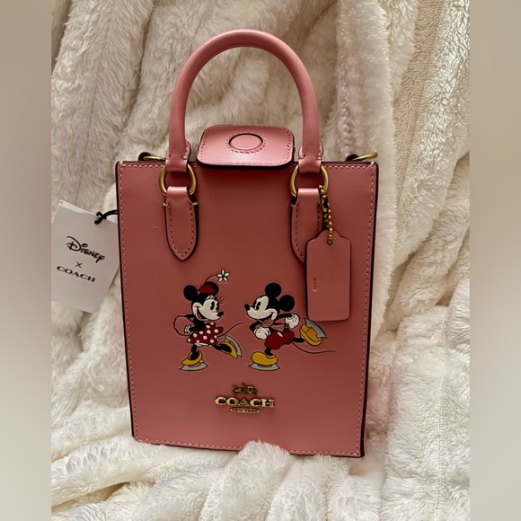 NEW Disney X Coach Blush Multi Leather Mini Tote Ice Skate Motif Mickey & Minnie - Picture 8 of 16